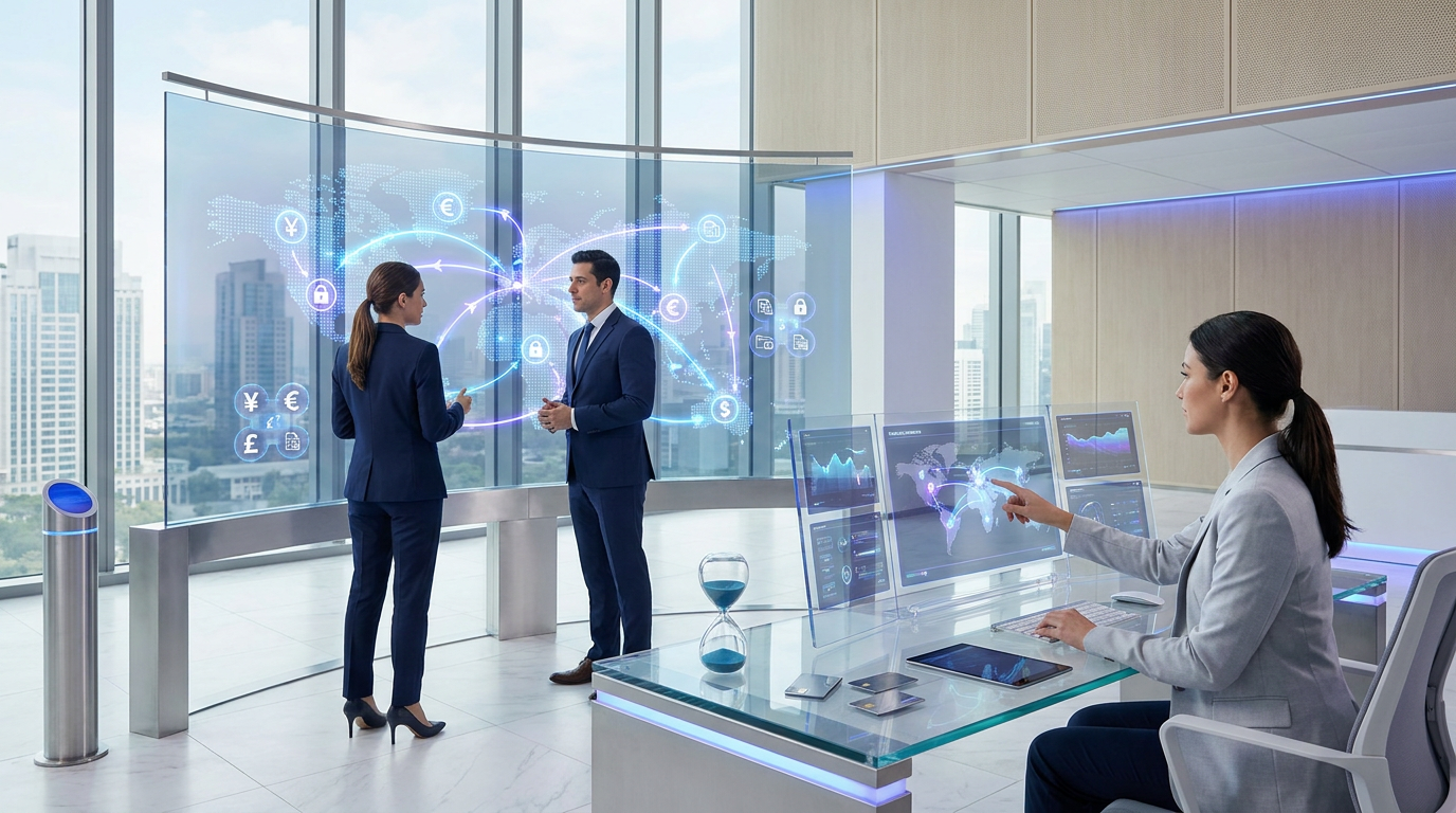 Cross border payments flow connecting banks, currencies, SWIFT messaging, payment rails, settlement, and beneficiary accounts