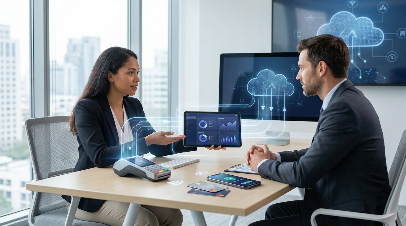 Small business owner comparing payment processing fees, settlement times, security, and provider options