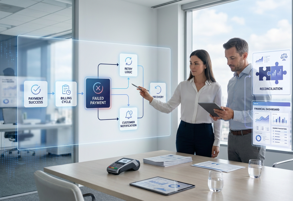 SaaS team managing recurring billing, subscription payments, failed payment recovery, customer accounts, and financial reconciliation